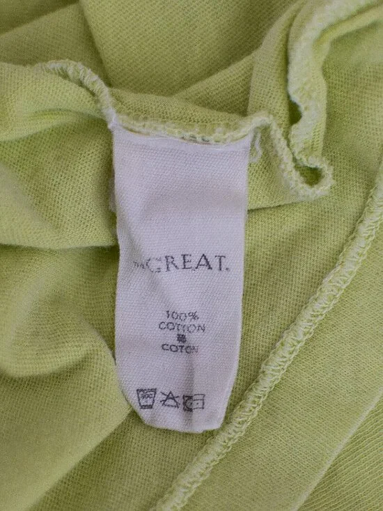 The Great Square Tee Shirt Boxy Cropped Crew Neck Lime Zest Green Yellow Size L - Picture 8 of 8